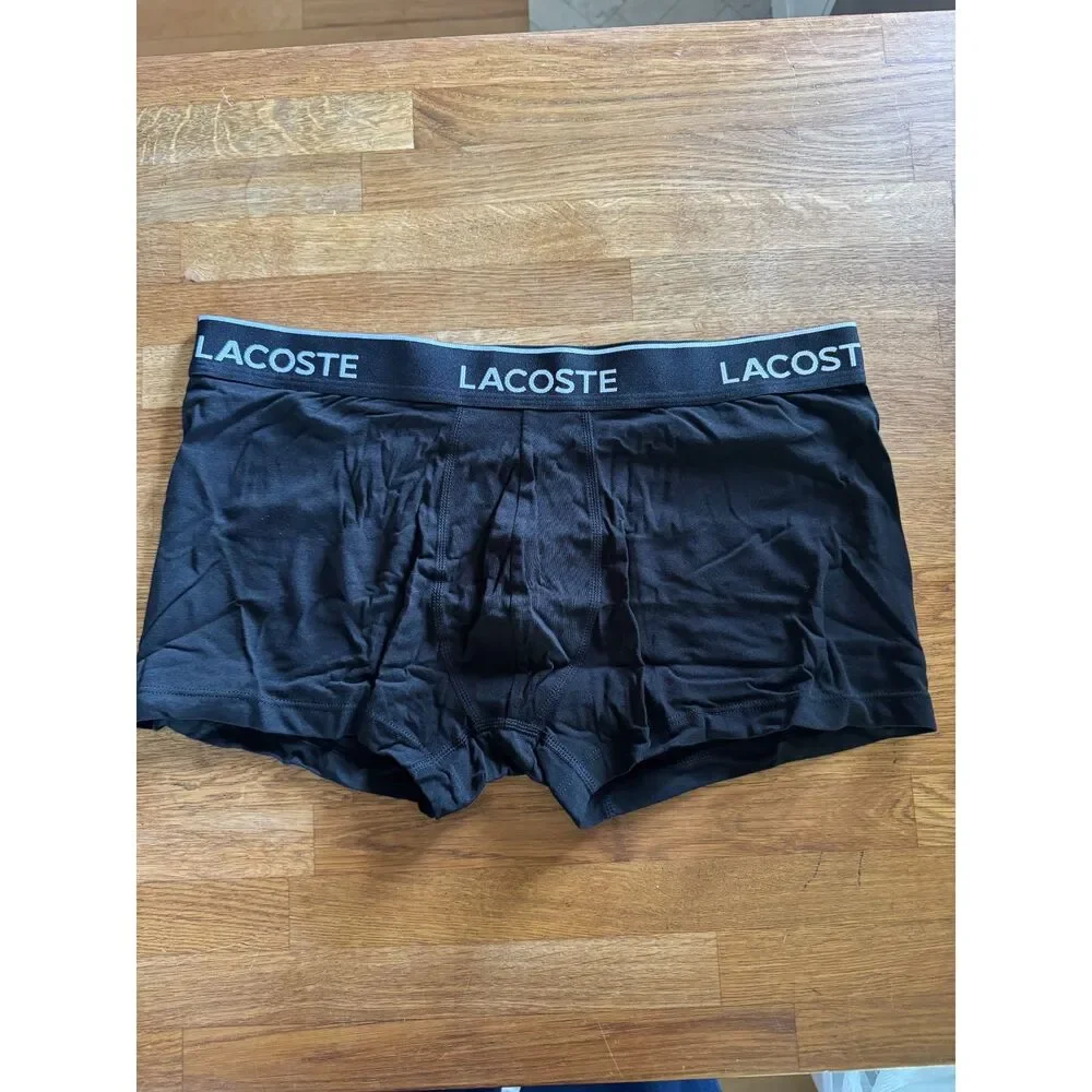 Lacoste Cotton Stretch Boxer Briefs Trunks Box of 6 Pairs XL Black NEW